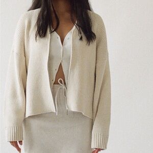 James Street Co Fran Zip Cardigan in Natural